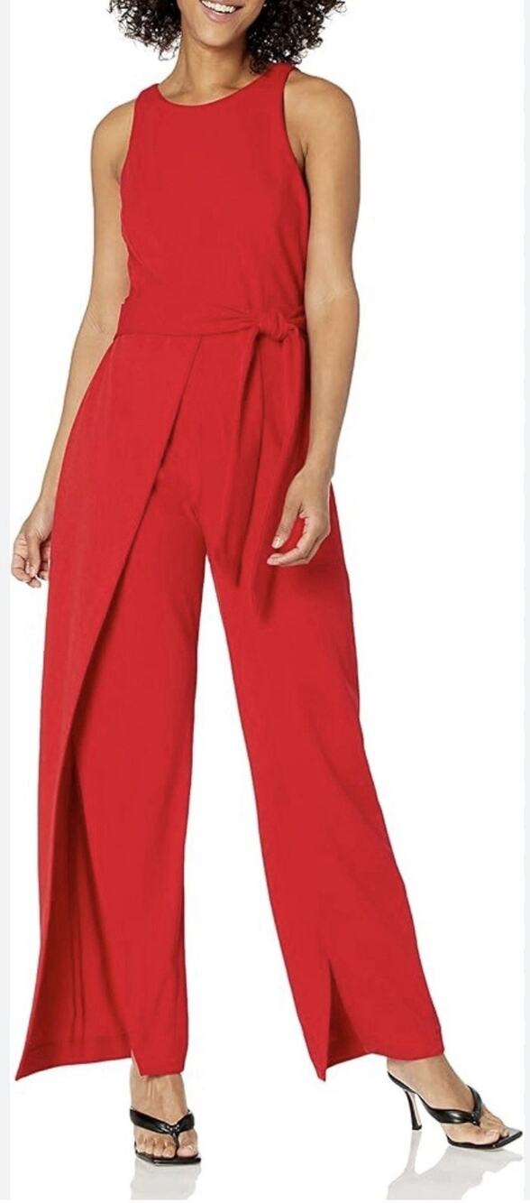 Nine West Sleeveless Belted Flyaway Jumpsuit Women’s Size 2 Professional Luxury